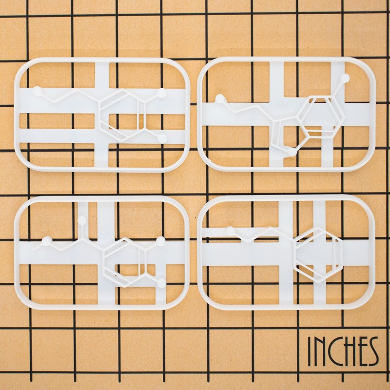 Set of 4 Molecules Cookie Cutters (Dopamine, Serotonin, Adrenaline and