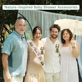 Woodland Baby Shower Decorations Mom to Be Sash Dad to Be Corsage Set, Neutral Mommy to Be Sash Baby Shower Sash Set for Pregnant Mommy Gift Party Decorations