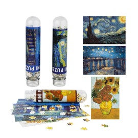 Small Jigsaw Puzzles for Adults Mini Puzzle 150 Pieces Small Puzzles Micro Piece Puzzles Challenging Difficult Travel Starry Night Rhone River Sunflower Puzzle 6 x 4 inches, 3 Pack