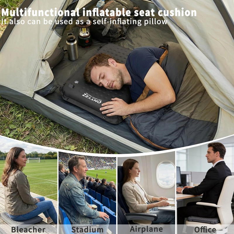 ONTYZZ Seat Cushion Self-Inflating Camping Seat Mat 41 x 33