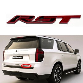 General Motors 1PC Tailgate RST Emblem Fit 2021-2023 Chevy Tahoe Suburban Badge Gloss Red Black