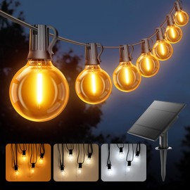 Ehaho 7.6 m Fairy Lights Outdoor Solar Dimmable Warm White Neutral White Cool White Solar Fairy Lights Outdoor with 20 + 3 Pieces G40 Bulbs IP65 Waterproof for Balcony Garden Party Patio Yard