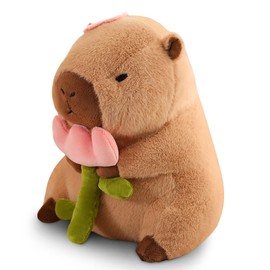 Capybara Plush Toy, Cute Capybara Stuffed Animals Kawaii Capibara Plush Pillow Christmas Birthday Easter Valentine's Day Gift for Kids Boys Girls (12" Rose Capybara)