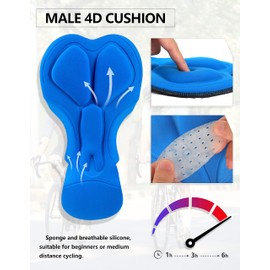 Men's 4D Padded Bike Shorts Cycling Underwear Biking Bicycle Road Riding Cycle Biker Padding Shorts for Men Side Pockets(White,M)