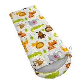 Datura home Kids Sleeping Bag for Girls,Cartoon Woodland Animal Bear Tiger-Lightweight Warm Outdoor Indoor-Waterproof Cold Weather Resistant Sleeping Bag for Camping Hiking(Woodland 32"*90")