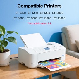 JETSIR Compatible Ink Bottle Replacement for (Not Sublimation Ink), Work with ET-5150 ET-5170 ET-5850 ET-5800 ET-16650 ET-5180 ET-5850 ET-16600 Printer, 2Black Cyan Magenta Yellow
