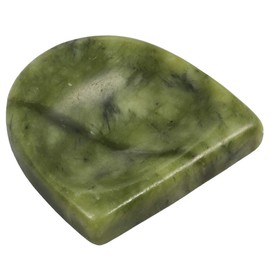 mookaitedecor Green Jade Thumb Stone Crystal Gemstone Massage Stone with Hollow Worry Stone for Healing Reiki Size Approx. 43 x 44 x 7 mm (Pack of 2)