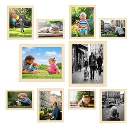 xnlkros Picture Frame Set 10 pack, Farmhouse Photo Frames, Gallery Wall Frame Collage, 8x10 5x7 4x6 Frames in 3 Different Finishes Picture Frames For Wall or Desk,Natural