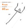 JEAWIWI 60 Pack 4 Inch Metal Pegboard Hooks, Fit 1/4