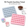 2 Pack 35-Cavity Silicone Molds, Realistic 3D Mini Molar Tooth