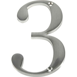Distinctions by Hillman 843323 4-Inch Brushed Nickel Flush-Mount House Number 3