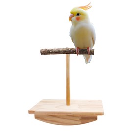 Bird Perch Rocking Toy, Natural Wood Parrot Tumbler Toy, Bird Perch Stand & Chewing Toys, Parakeet Paw Grinding Stick, Cage Accessories for Small Birds Parakeets Cockatiels Budgies Finches Love Birds