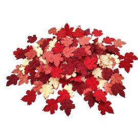 HukDok Mulberry Paper Maple Leaves Artificial Leaf Craft Leaves for Scrapbooking Wedding Doll House Supplies Card DIY Craft Project Party Decoration. (Red Tone)