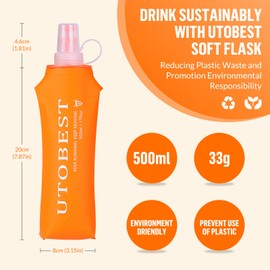 UTOBEST Soft Flask, TPU Foldable Water Bottles, Water Bottle, BPA-Free Sports Bottle for Hydration Backpack, Bike, Hiking, 250 ml/350 ml/500 ml