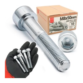 10 Stück M8x50 mm DIN 912 Zylinderschrauben Innensechskant Vollgewinde Stahl verzinkt
