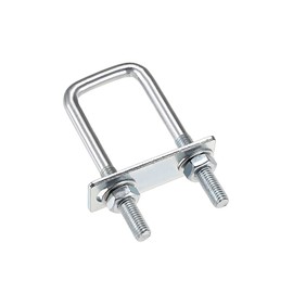 sourcing map Set of 4 M8 square U-bolts, square U-bolts, U-bolts, 25 mm inner width, 90 mm length, with nut frame and fasteners, carbon steel