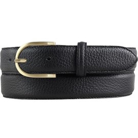 BELTINGER Ladies Italian Belt 30mm Wide Ladies Chino Belt Trouser Belt Textured Leather Buckle Gold, Black, Gold