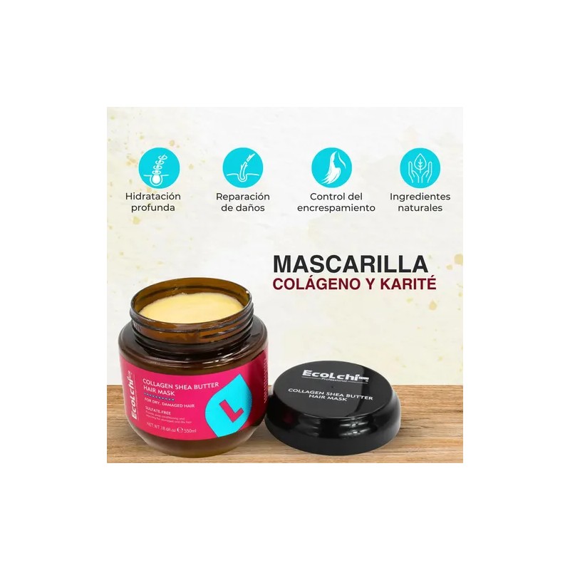 Mascarilla Ecolchi Karite Cabello Dañado Seco Suaviza Repara