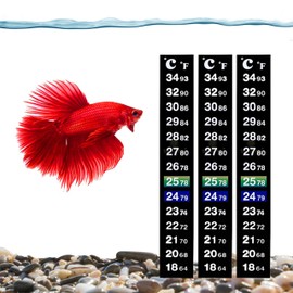 SunGrow Betta Stick-on Sticker Thermometers, 5.2 x 0.7 Inches, Green & Blue Temperature Indicator, 3 Stickers per Pack