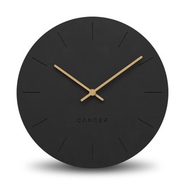 Cander Berlin MNU 2630 S Wall Clock MDF Silent without Ticking Noises 30 cm Analogue Living Room Modern Vintage Black Wooden Hands
