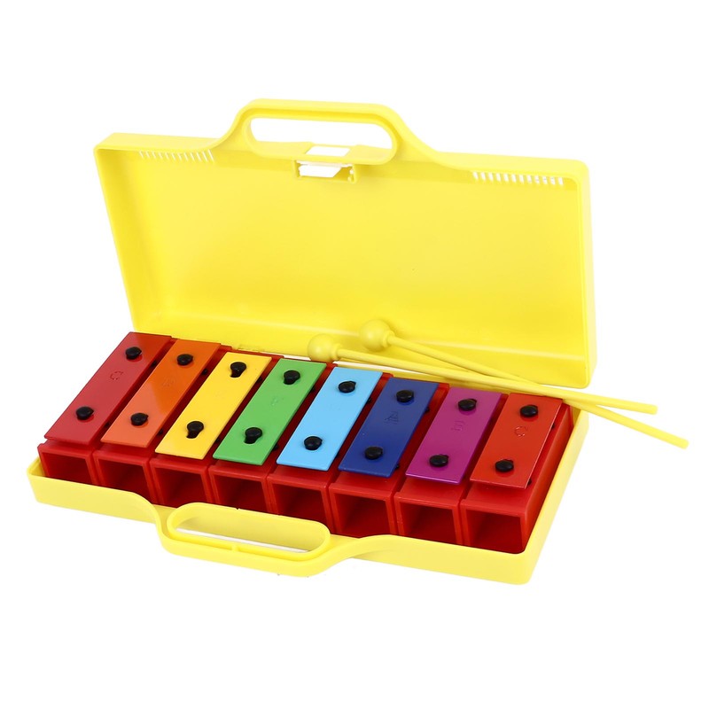 8 Notes Xylophone Colorful Educational Glockenspiel Xylophone Instrument with 2