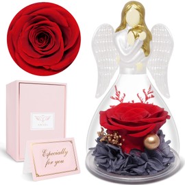 Yamonic Gifts for Mum Christmas, Eternal Rose in Glass Mum Figure, Birthday Gift for Mum, Gifts for Daughters Christmas, Eternal Flower for Mother's Day, Mother Grandma Gift, Mother's Day Gift