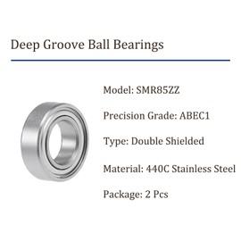 Kozelo 2pcs Deep Groove Ball Bearings 7mm x 13mm x 4mm 440C Stainless Steel Spheres for Motor Machine Tools Gear Box Bearings Double Shielded AB-EC1