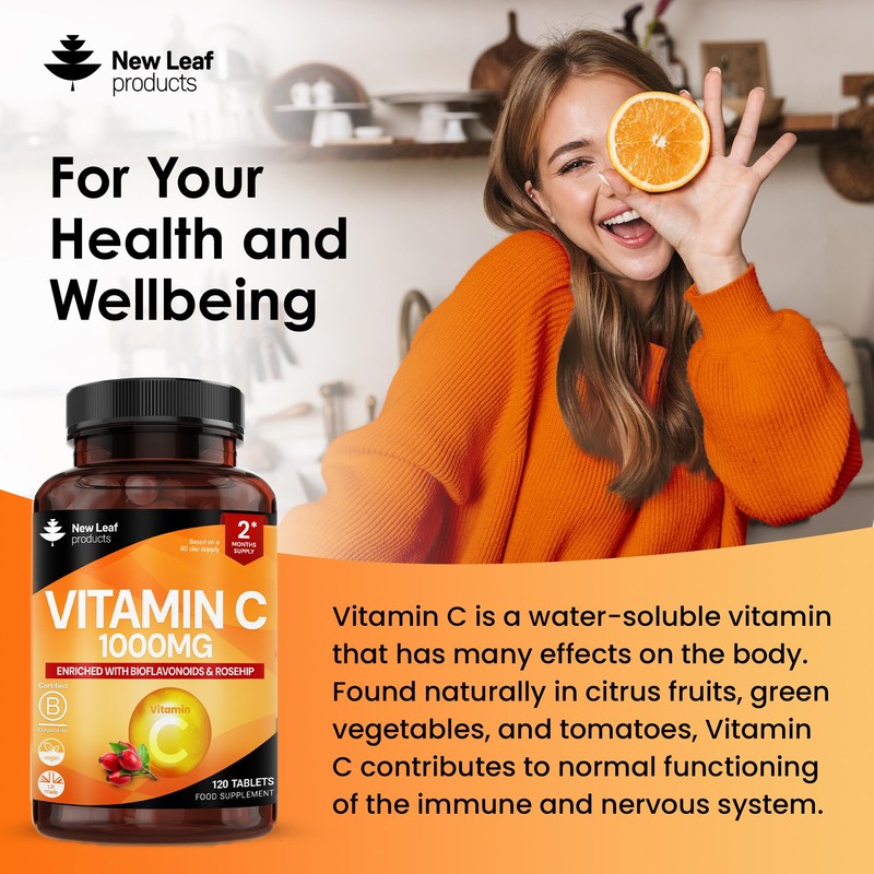 Vitamin C Tablets 1000mg - Enriched with Bioflavonoids & Rosehip