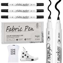 Scettar Pack of 9 Black Textile Pens 21 x 30 cm, Double Tip Textile Markers, Machine Washable for Clothing, Textile Markers for DIY Shirts/Bags, Highlighter Black Heat, Erasable Pens for Fabric