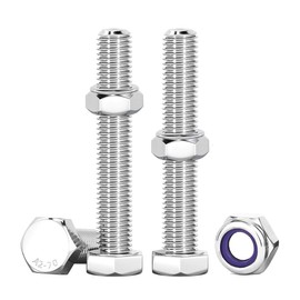 Drenky Bolts and Nuts Set, M6 Lock Nuts and Bolts Assortment 304 Stainless Steel Hex Bolts and Nuts M6 x 60mm Machine Screws and Nut for Machinery, Furniture, Car, Bike, Ship, 3D Printing, 10 Pcs