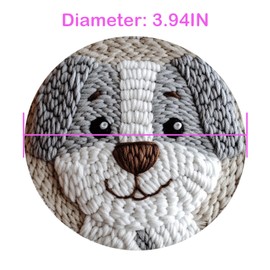 Xinpinzhou 6pcs Dog Punch Needle Coaster Set Beginners Children Adults Animal Punch Needle Punch Needle Coaster Set Beginners Punch Needle Coaster Kit