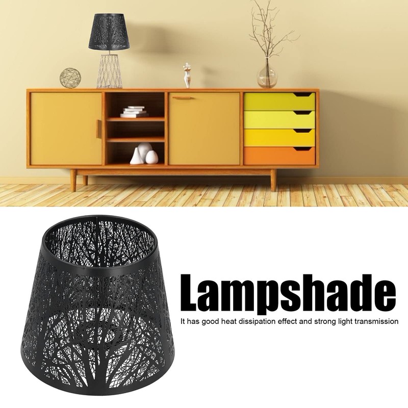 QANYEGN Table Lamp Shade, Wrought Iron, Black