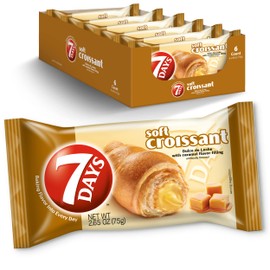 7Days Soft Croissant, Caramel - Dulce De Leche, Breakfast Pastry, Individually Wrapped On The Go Snack, Non-GMO (Pack of 6)