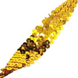 Mandala Crafts Cinta elástica de lentejuelas – Ribete elástico de lentejuelas doradas de 1 pulgada para coser la diadema – Banda elástica metálica de lentejuelas