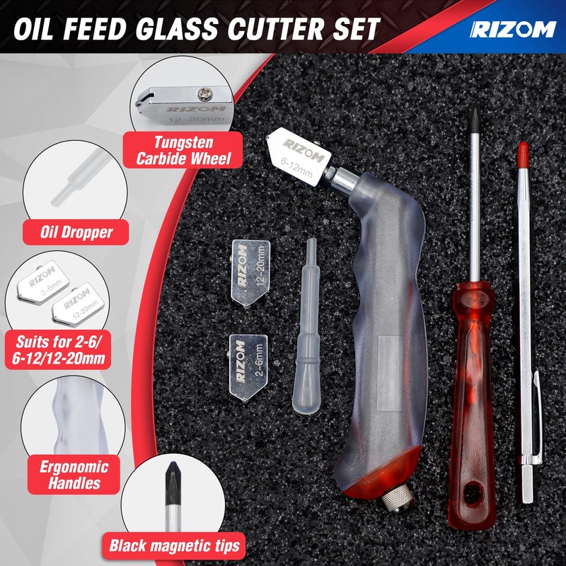 Rizom Glass Cutting Tool, Glass Cutter 2-20MM, 8" Tile Nippers,