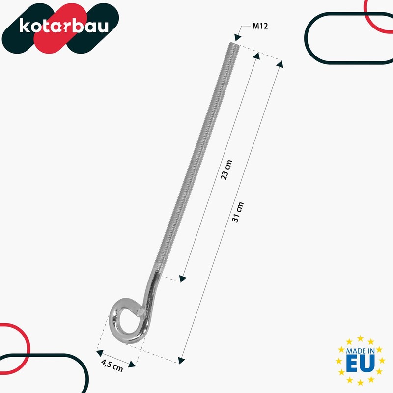 KOTARBAU Set of 2 swing hooks, screw hooks, M12, 310
