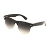 Classic Half Rim Round Vintage Retro Sunglasses (Matte Black, Black
