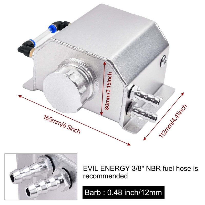 EVIL ENERGY Radiator Coolant Overflow Tank,Coolant Recovery Tank 1L Aluminum