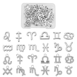 COGCHARGER 24 Pieces 12 Constellation Charms Pendant Zodiac Sign Charms Horoscope Charms Pendant for Jewelry Necklace Bracelet Earring Making