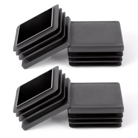 OSDUE 4PCS Square 40mm Black Plastic End Caps, Non-Slip Furniture Pads with Rubber Grip, for Bed, Cabinet, Sofa, Tables, Desks, Chairs, Prevent Scratches & Damage