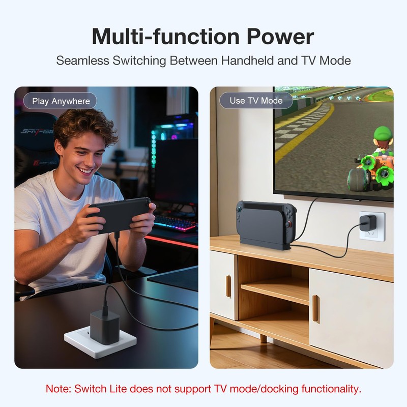 Switch 2 Charger, 60W Switch 2 Power AC Adapter with