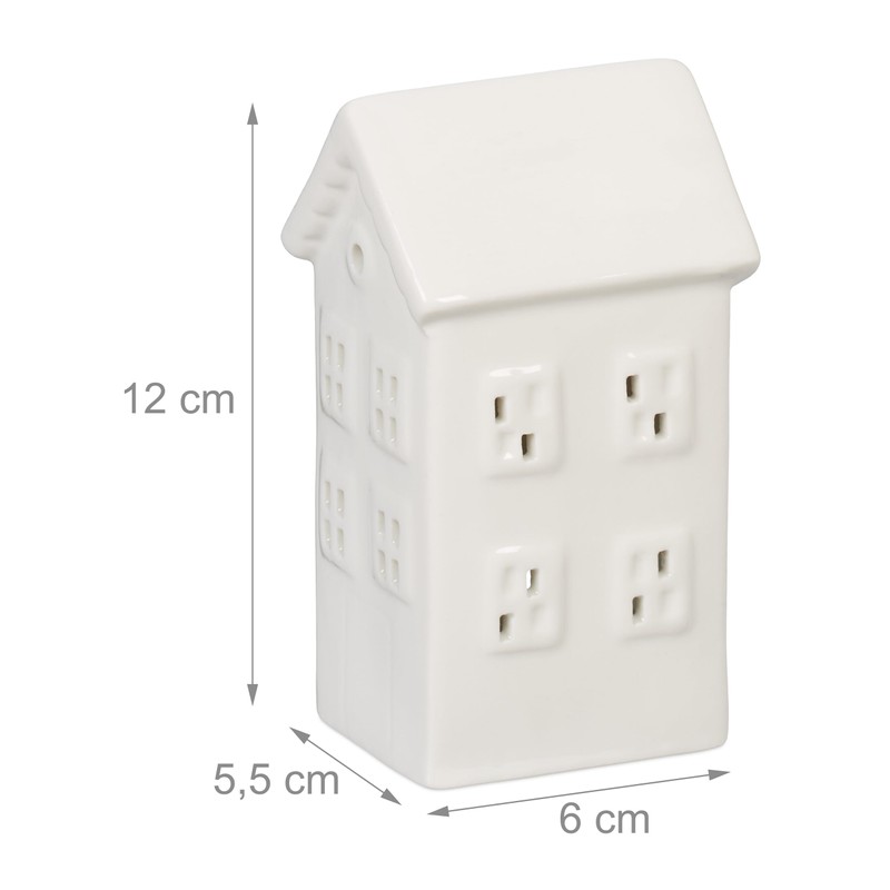 Relaxdays Ceramic Tea Light House, Light House for 1 Tea