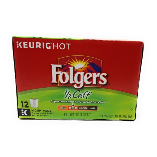 Folgers Half Caff Ground Coffee K Cup Pods, 12 ct