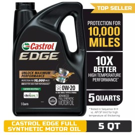 Castrol Edge 0W-20 Advanced Full Synthetic Motor Oil, 5 Quarts