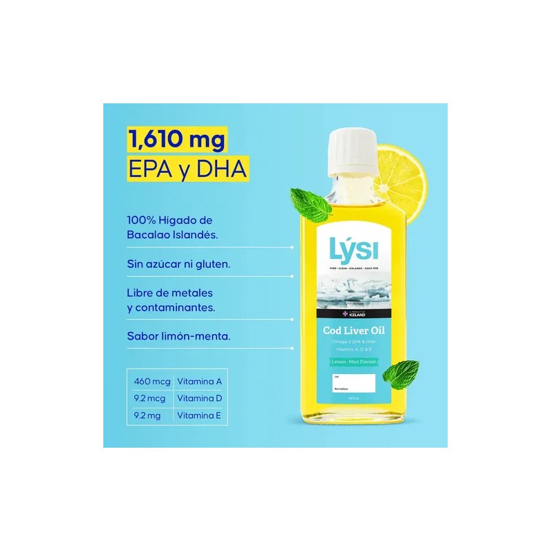 Aceite Hígado Bacalao Omega 3 Lsi Limón Menta 240ml Sin