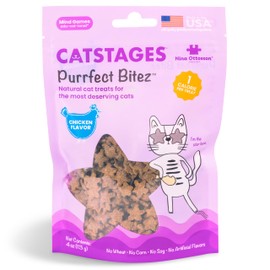 Catstages by Nina Ottosson Purrfect Bitez Natural Crunchy Cat Treats for Puzzles, Toys, and More, Real Chicken Flavor