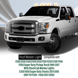 GRAND ORANGE 5PCS LED Cab Roof Marker Running Light Lamps Fit Ford E150 E250 E350 E450 E550 F150 F250 F350 F450 F550 Super Duty Pickup Truck 1999-2017 8C3415442-CB 8C3415442AD Black Smoke Lens