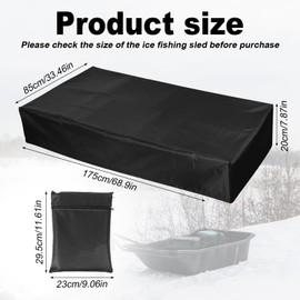 Jet Sled Cover, 68.9x33.46x7.87in 600D Oxford Cloth Ice Fishing Jet Sled Cover Ice Fishing Gear Accessories Waterproof Sun-Protection Sled Travel Cover for Outdoor Activities Winter Camping Hunting