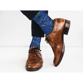 Real Sic Food Service - Calcetines de algodón de primera calidad para hombres y mujeres, cómodos calcetines casuales para negocios, Tortugas (azul), 6.5-11.5