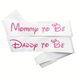Mommy and Daddy-to-Be Sashes Pink, Baby Shower Sash for Mom and Dad of Girls, Gift for Pregnant Women, New Mom, Dad, Parents, Baby Announcement Ideas, Gender Reveal Decorations